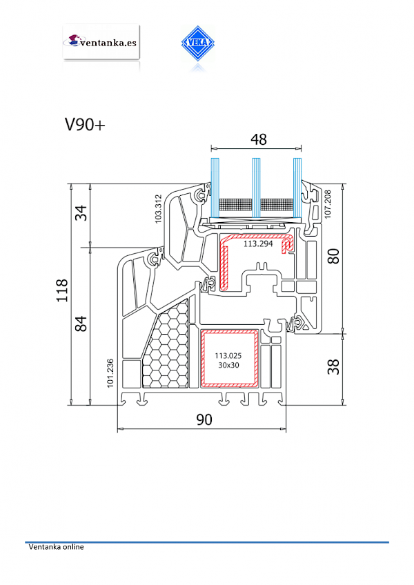 Dibujo Técnico de ventanas de pvc veka / ventanka.es